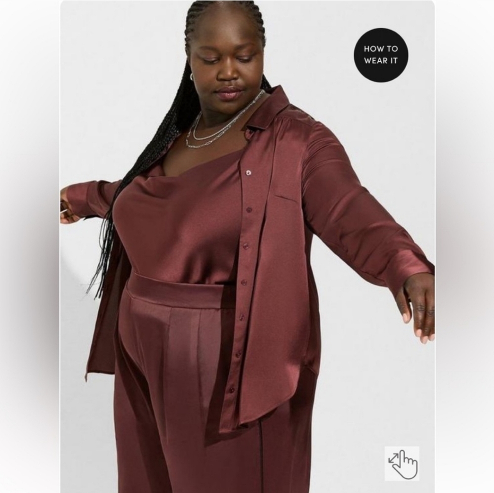 NWT Torrid Madison Satin Button-Up Long Sleeve Shirt Size 1X 14-16 - Picture 2 of 9